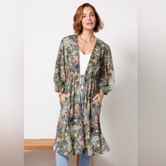 Evereve Mindy Kimono Floral Duster Maxi Tie Front Wrap Style - Picture 9 of 9